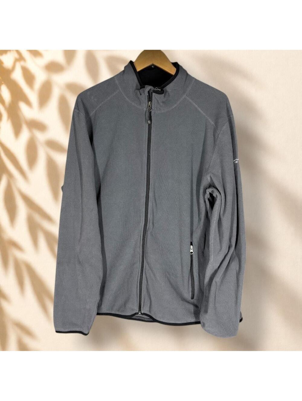 Eddie Bauer Jacket Men XL Gray Full Zip Collared Long Sleeve Pockets Regular